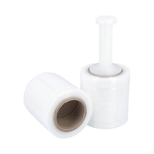 Mini Banding Stretch Wrap, 12 Rolls, 6 Inch x 1000 Feet, 80 Gauge, Includes Handle, Clear Small Plastic Cling Film for Pallets Moving Storing - size: 6 Inch, style: 80 GA