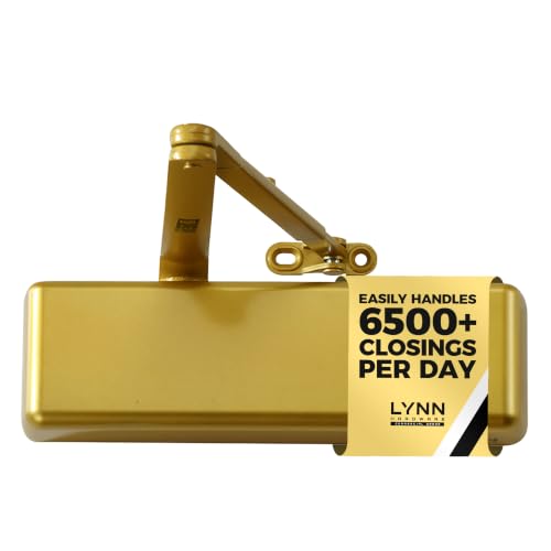 LYNN HARDWARE Extra Heavy Duty Commercial Door Closer, Closing Delay Timer - color: Brass / Gold