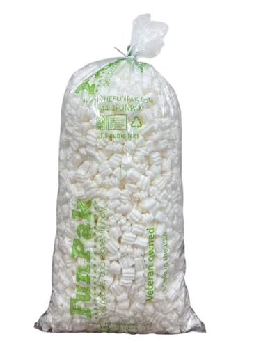 FunPak Plant Based Biodegradable Packing Peanuts 1.5 cu ft Bag Compostable (White Trees) - color: White Trees