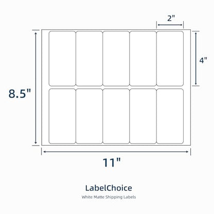 500 Sheets 5000 Pcs 2”x4” 10 Up Shipping Address Labels Compatible with Laser and Inkjet Printers, 2x4 10 Per Page Strong Adhesive Internet Mailing Shipping Labels - size: 2"x4"---500P