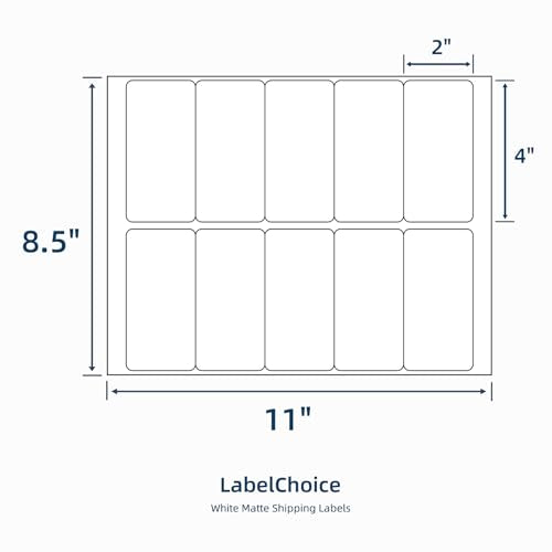 100 Sheets 1000 Pcs 2”x4” 10 Up Shipping Address Labels Compatible with Laser and Inkjet Printers, 2x4 10 Per Page Strong Adhesive Internet Mailing Shipping Labels - size: 2"x4"--1000 Labels