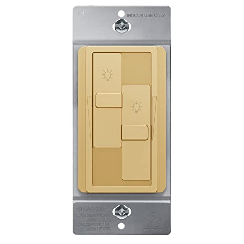 TOPGREENER Dual Load LED Dimmer Switch, Single Pole, Gold, 1 Pack - color: Gold, size: Dual Dimmer Switch