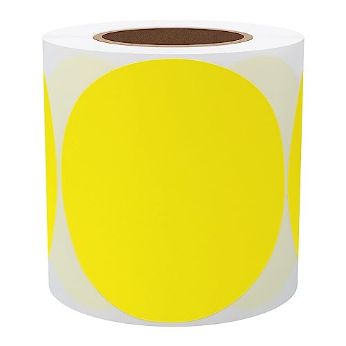 Hybsk 3 inch Circle Color Direct Thermal Stickers Shipping Labels for Barcodes,Name Tag,DIY Logo Design,QR Code,Inventory– Compatible with Zebra,Rollo,Munbyn,and More-350 pcs (3 inch,Yellow) - color: Yellow, size: 3"