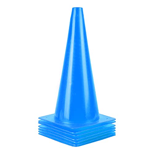 [7 Pack] Traffic Safety Cones, 15 Inch Orange Parking Cones Training Cones, Plastic Cones for Indoor/Outdoor Activity & Festive Events - color: Blue, size: 15inch