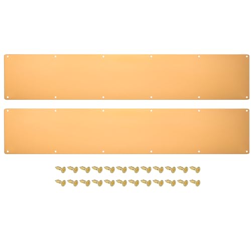 uxcell 2pcs Door Kick Plate, 6 x 34 Inches Aluminum Kick Plate Door Plate, 2 mm Thickness, for Exterior Front Door or Back Door, Gold - color: Gold, size: 6 x 34 Inch