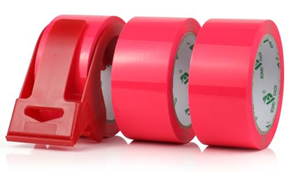 BOMEI PACK 1.88 Inches Heavy Duty Red Packing Tape,1.88 Inches x 60 Yards 3 Rolls with refillable Dispenser, Packaging Tape,Industrial Grade Boxes Shipping Tape for Moving,Mailing and Storages - color: Red