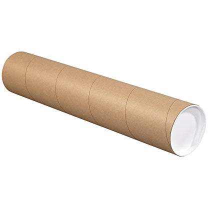 Partners Brand PP3048KHD Heavy-Duty Mailing Tubes with Caps, 3" x 48", Kraft (Pack of 24) - size: 3" x 48"