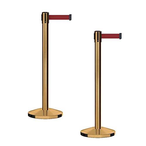 CCW Series RBB-100 Retractable Belt Barrier Stanchions, 2 Pack, 7.5 Ft - color: Maroon, size: 7.5 Foot