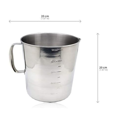5L (169oz) 304 Stainless Steel Measuring Pitcher – Measuring Cup with Handle & Spout, Large Capacity Container for Baking, Brewing, and Restaurant Use - Maid in South Korea