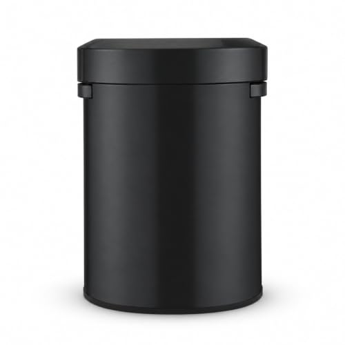 Home Zone Living 18 Gallon Commercial Trash Can with Semi-Round Flat Back - color: Matte Black, size: D-Shaped