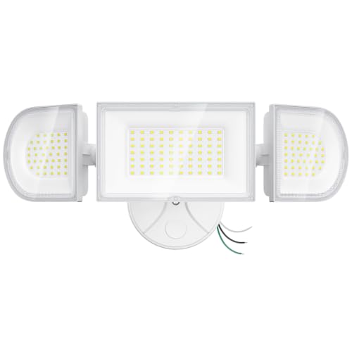 iMaihom 180W LED Security Light, 18000LM Flood Light Outdoor, Wired, Switch Controlled, IP65 Waterproof Exterior Floodlight, 6500K Daylight White, 3 Adjustable Heads for Garage, Yard, Entryway (White) - color: White