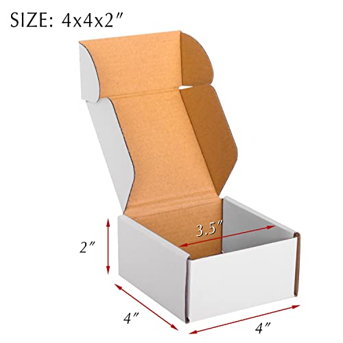 4x4x2 White Cardboard Boxes - 30 Pack Small Shipping Boxes for Small Business Mailing, Corrugated Packaging - color: White, size: 4 x 4 x 2