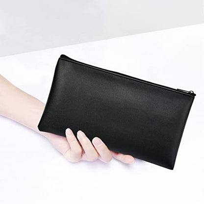 Zippered Security Bank Deposit Bag, PU Leather Cash and Coin Utility Pouch Bank Envelopes with Zipper (Pink) - color: Pink
