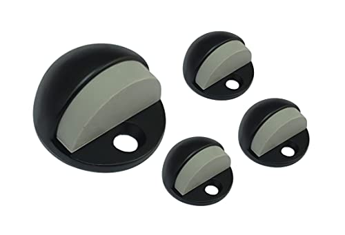 QCAA Solid Brass Low Dome Floor Door Stop, 1/4"-3/4" Clearance from Floor Buttom, Matte Black, 4 Pack, Made in Taiwan - color: Matte Black, size: 4 Pack