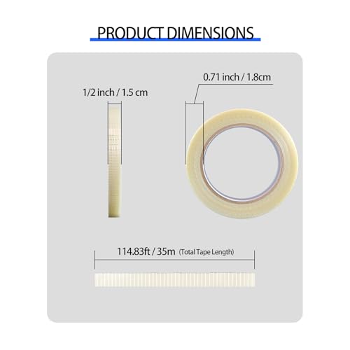 Mesh Fiberglass Strapping Tape Heavy Duty Clear Packing 1/2 Inch x 38 Yards - size: 1/2in x 35yard