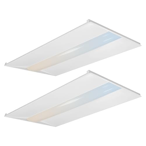 2x4 LED Troffer Light with Emergency Backup Battery, ETL 2PK - style: 2PK Emergency Battery Backup