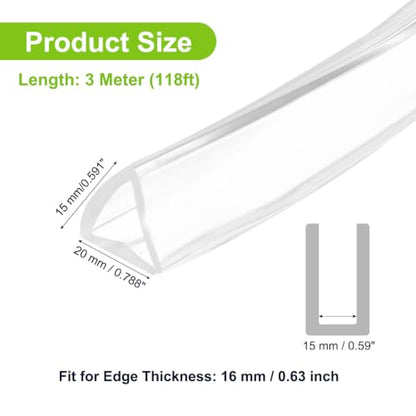 PATIKIL Rubber Seal Strip, 10Ft Flexible U Channel Edge Trim Protector Soundproof Door Seal Strips Fit 16mm Thick Edge, 25/32"(20mm) Width, 19/32"(15mm) Height, Transparent - size: 25/32"(20mm ) x 19/32"(15mm )