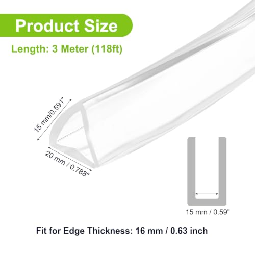 PATIKIL Rubber Seal Strip, 10Ft Flexible U Channel Edge Trim Protector Soundproof Door Seal Strips Fit 16mm Thick Edge, 25/32"(20mm) Width, 19/32"(15mm) Height, Transparent - size: 25/32"(20mm ) x 19/32"(15mm )