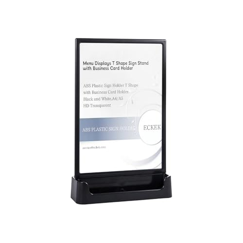 ABS Plastic Sign Holder T Shape (Black A5 148×210mm/5.83×8.27 inches)