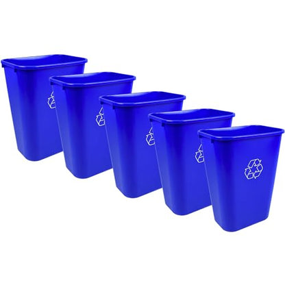 10 Gallon Blue Recycling Wastebasket Bin Plastic Trash Can | 5 PACK - size: 10 Gallon