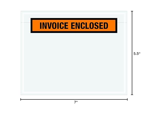 Tape Logic TLPL23 "Invoice Enclosed" Envelopes, Panel Face, 7" x 5 1/2", Orange (Pack of 1000)