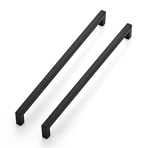 Ravinte Matte Black Cabinet Handles Square Pulls 12-3/5 Inch 10 Pack - size: 13 Inch (12-3/5 Inch Hole Center)