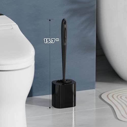 Holaloha Toilet Brush and Holder Set, Space Saving, 2 Pack, Black - color: Black