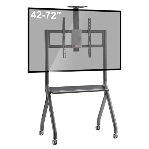 Smart Board Stand for 42-72" Interactive Whiteboards & TVs - Mobile Cart with 4 Lockable Wheels, Height Adjustable Design, 176lbs Capacity - Ideal for Classroom, E-Learning, Home Office - size: From 40, 49, 55, 65, 70 inches