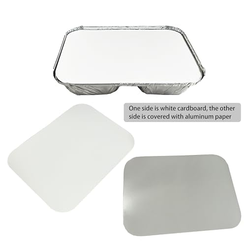 20 Pack 3-Compartment Disposable Aluminum Pans with Lids, 8.6"x6.5" Split Foil Food Containers for Meal Prep, To-Go Catering, Baking & Takeout, Flexible & Easy Crimp - size: 8.6"x6.5"