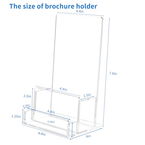 NIUBEE Acrylic Brochure Holder 4‘’, Pamphlet Rack Card Flyer Display Stand - size: 2 Pack 4*6