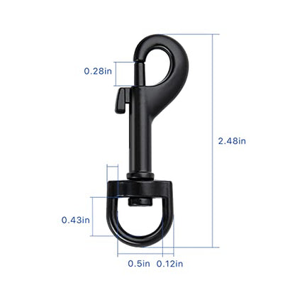 20Pcs Bolt Snap Hooks for Dog Leash Clips, Metal Heavy Duty Swivel Snap Hook Leash Hardware for Linking Dog Collar, Pet Harness, Key Chains, Purse Straps, DIY Project - color: Black-20pcs-0.6*2.56 in