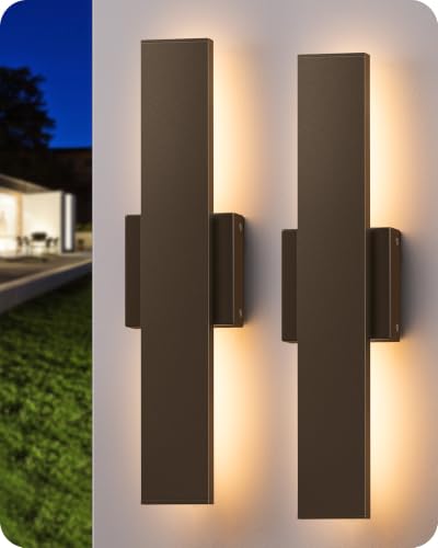 EDISHINE LED Outdoor Wall Lights, 15.7" Modern Outdoor Sconce, Oil Bronze - color: Oil-Rubbed Bronze, size: 15.7 IN