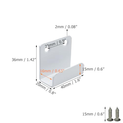 Coshar 10PCS Stainless Steel Tile Hanger Bracket Hook, 15mm Inner Width - size: 15mm Inner Width(White)