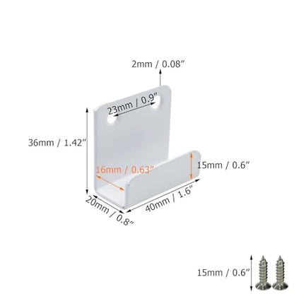Coshar 10PCS Stainless Steel Tile Hanger Bracket Hook, 15mm Inner Width - size: 15mm Inner Width(White)