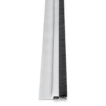 uxcell Door Bottom Sweep H-Shape Aluminum Alloy Base with 0.6-inch Black Nylon Brush 39-inch x 1.69-inch - color: Silver, size: 39.37" x 0.6"