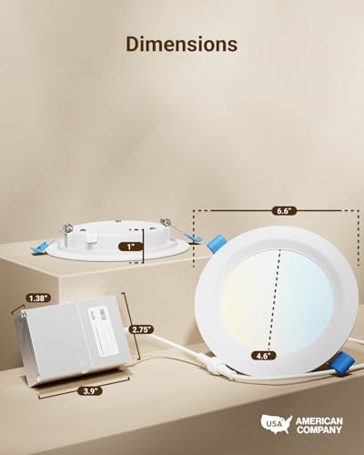 Sunco 24 Pack 6 Inch Canless LED Recessed Lights, 5CCT, 14W, Dimmable - size: 6"