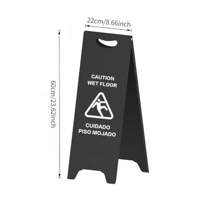 Bilingual Caution Wet Floor Sign, Foldable A-Frame Stand Commercial Grade - color: black