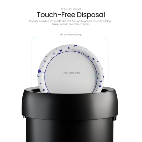 Home Zone Living 16 Gallon Commercial Trash Can with Removable Open Top Lid - color: Matte Black, size: Round