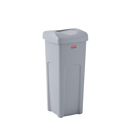 Rubbermaid Commercial Products Untouchable Trash Can with Lid, Gray, 23-Gal