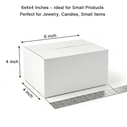 30 Pack Small Shipping Boxes 6x4x4 Inches for Gifts, Party Favors, Jewelry, Crafts, Retail, Business, E-commerce, Moving, DIY Packaging, White Corrugated Cardboard Boxes Mailer