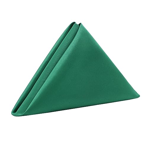 YOUR CHAIR COVERS - 10 Pack 20 Inch L'Amour Satin Napkins, Oversized, Double Folded and Hemmed Table Napkins for Restaurant, Bistro, Wedding, Thanksgiving and Christmas (Emerald Green) - color: Emerald Green