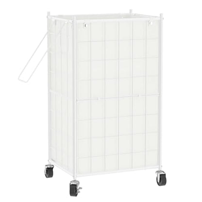 WOWLIVE Rolling Laundry Basket, Metal Wire Frame Laundry Hamper with Wheels - color: White, size: 100l