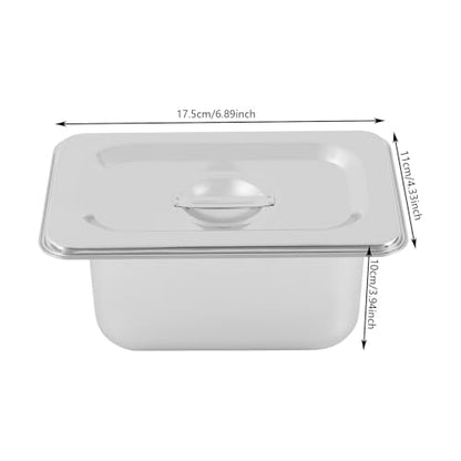 6 Pack Stainless Steel Hotel Pans with Lids, 1/9 Size or 1/4 Size Commercial Metal Food Catering Trays for Steam Table, Buffet Serving, Food Storage & Preparation (1/9 Size 2.7Qt) - size: 1/9 Size 2.7Qt