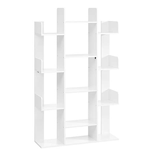 VASAGLE Bookshelf with 13 Storage Shelves, 9.8 x 33.9 x 55.1 Inches - color: White, style: 5-Tier (33.9"W)