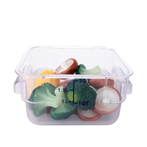 2 Pack RED Square Food Storage Container With Lid,Commercial Storage Box With Scale & Handle,Cake Making,Dough Marinating Meat,Kitchen Supplies (8 Quart) - size: 7.5 Quart-RED LID & MEASURING LINE