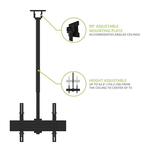 Kanto CM600BTB Back-to-Back Dual TV Ceiling Mount for 40” to 80” TVs | 200 lb Weight Capacity | Height Adjustable | Up to +15°/-6° Tilt | Hidden Cable Management | 360° Rotation | Black - style: Commercial - Back to Back - For 40" to 45" TVs - Black