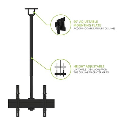 Kanto CM600BTB Back-to-Back Dual TV Ceiling Mount for 40” to 80” TVs | 200 lb Weight Capacity | Height Adjustable | Up to +15°/-6° Tilt | Hidden Cable Management | 360° Rotation | Black - style: Commercial - Back to Back - For 40" to 45" TVs - Black