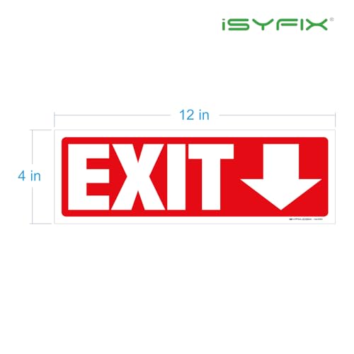 iSYFIX Exit Signs Stickers 2 Pack 12x4 Inch Directional Down Arrow - color: Sticker Down, size: 2 Pk 12x4