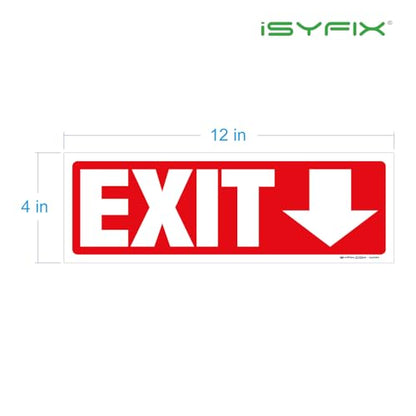 iSYFIX Exit Signs Stickers 12 Pack 12x4 Inch Directional Down Arrow - color: Sticker Down, size: 12 Pk 12x4