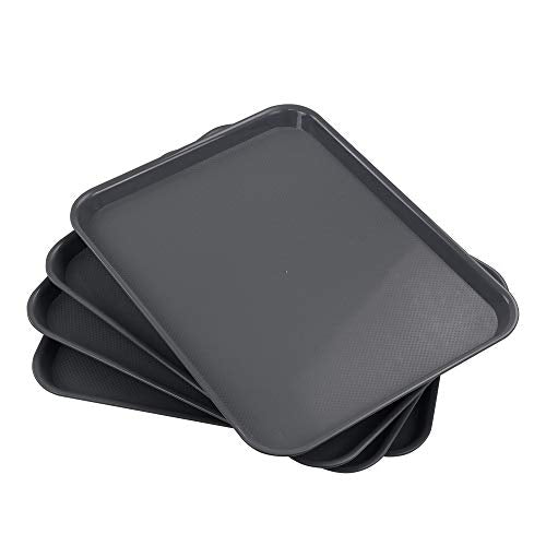 Plastic Fast Food Trays, Cafeteria Trays, 4 Pack Serving Trays (Grey) - color: Gray
